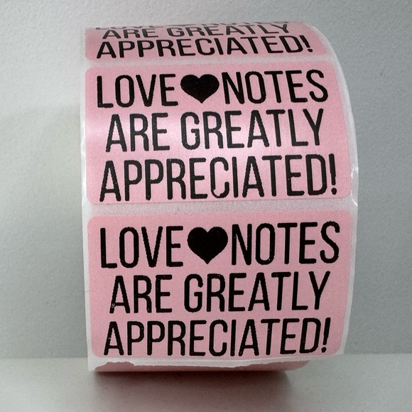 Thank You love notes are greatly appreciated thank you stickers (100 pack) - Picture 1 of 8